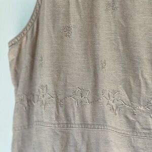 Erika Linen Cotton Embroidered Smock Dress M Cottagecore Natural Style